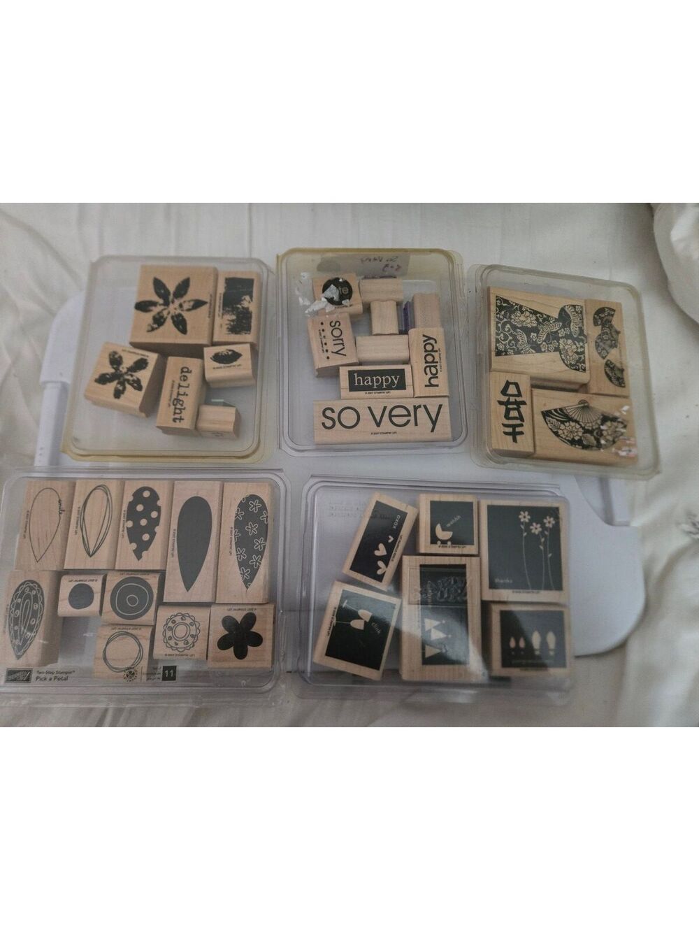 Stampin' Up! Wood Mounted Rubber Stamp Set Lot of 5 / Vintage